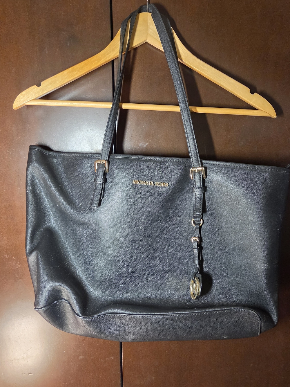 Michael Kors Black Tote Bag with Gold Hardware